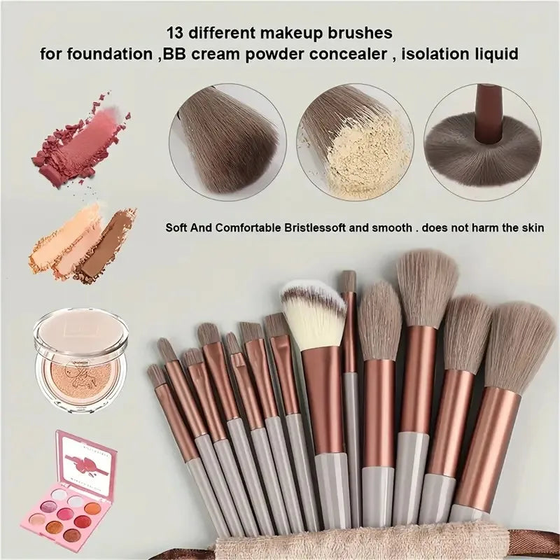 13/33pcs Professional Makeup Brush Set with Accessories for Combination Skin- Featuring Soft Brushes,Suitable for Beginners