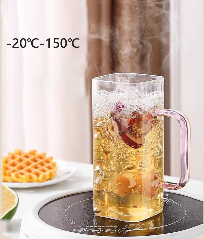 Klear™ Square Glass Iced Coffee Cup – 400ml with Handle, Lid & Straw
